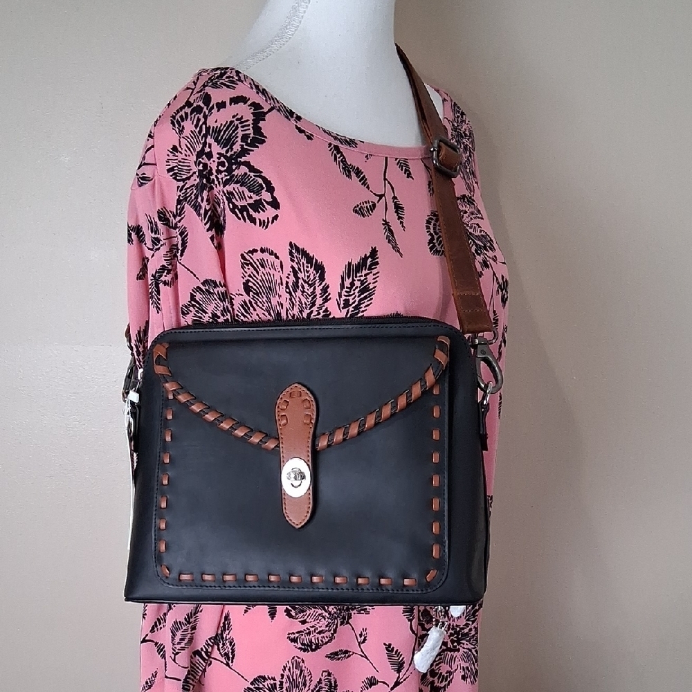 Lady Conceal Black and Brown Leather Crossbody Bag - Picture 11 of 13